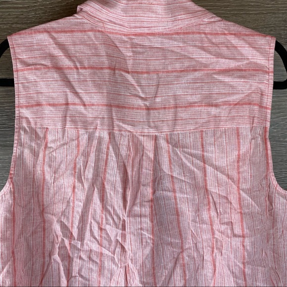 Michael Kors Linen Striped button up tie front top NWT - Picture 5 of 6